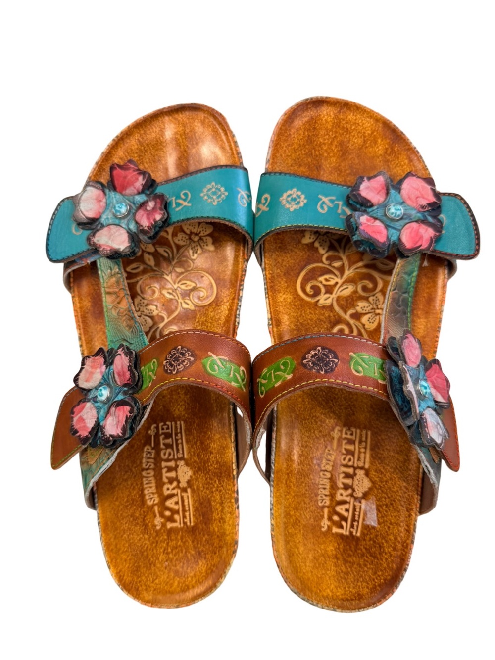 L’Artiste by Spring Step Erica Floral Leather Sandals EU 42 US 11
